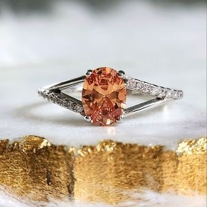 NWT Ryze Peach Moscato Cubic Zirconia .925 Sterling Silver Ring - Size 8.5